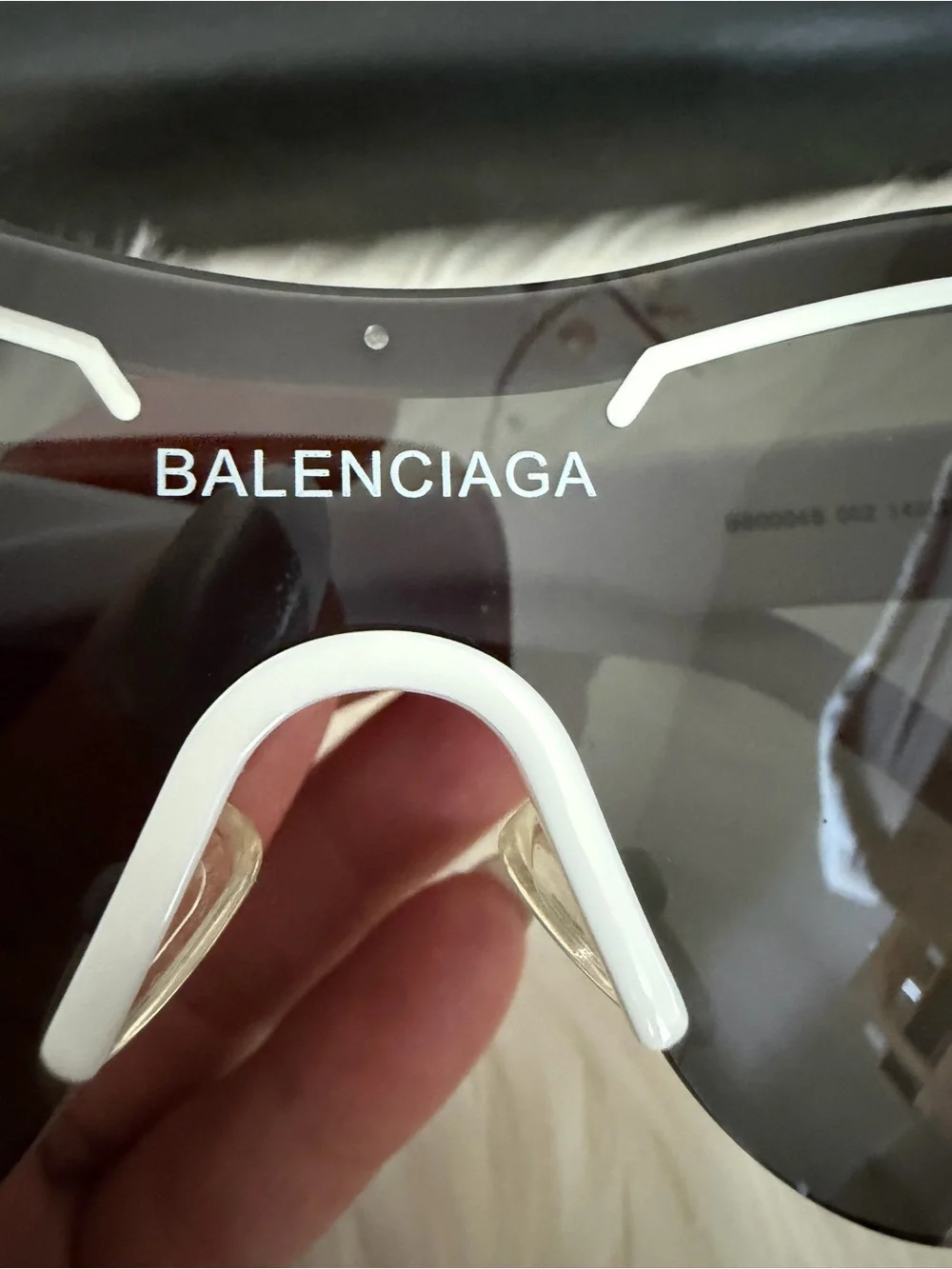 Balenciaga Shield Sunglasses in Black with White Accents
